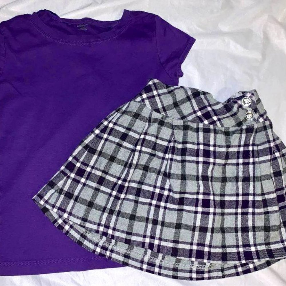 Gymboree Size 7 girls plaid skirt and shirt outfit lot